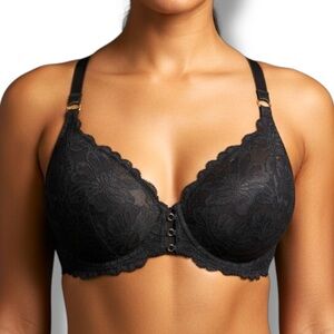 City Chic Women’s Black Lace Paige Contour Bra Hook&Eye Back Closure Size 40DDD